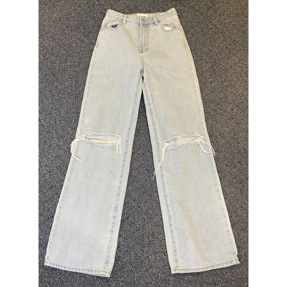 Rolla's Heidi High Rise Loose Straight Jeans Distressed Size 25 - Picture 1 of 7
